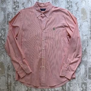 Ralph Lauren Orange & White Striped Poplin Button Down - Excellent Condition